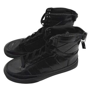 Radii Thriller Men 10.5 Black Perforated Patent Leather High Top Sneakers FM1016
